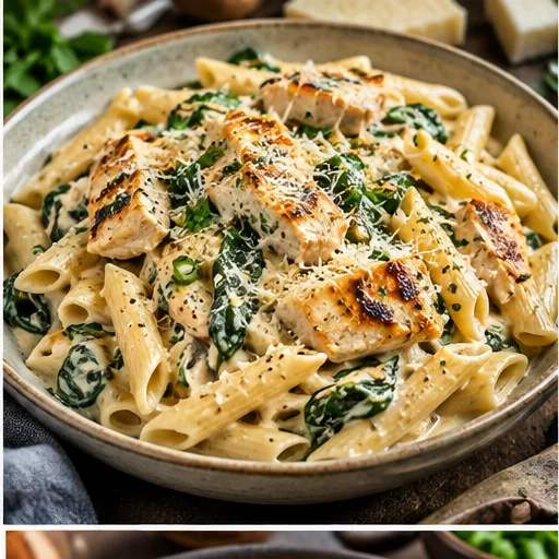 Creamy pasta with spinach